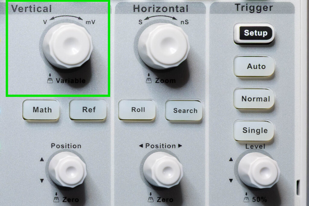 Setting the vertical ("Y") scale of an oscilloscope