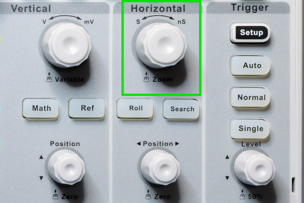 Setting the horizontal ("X") scale of an oscilloscope