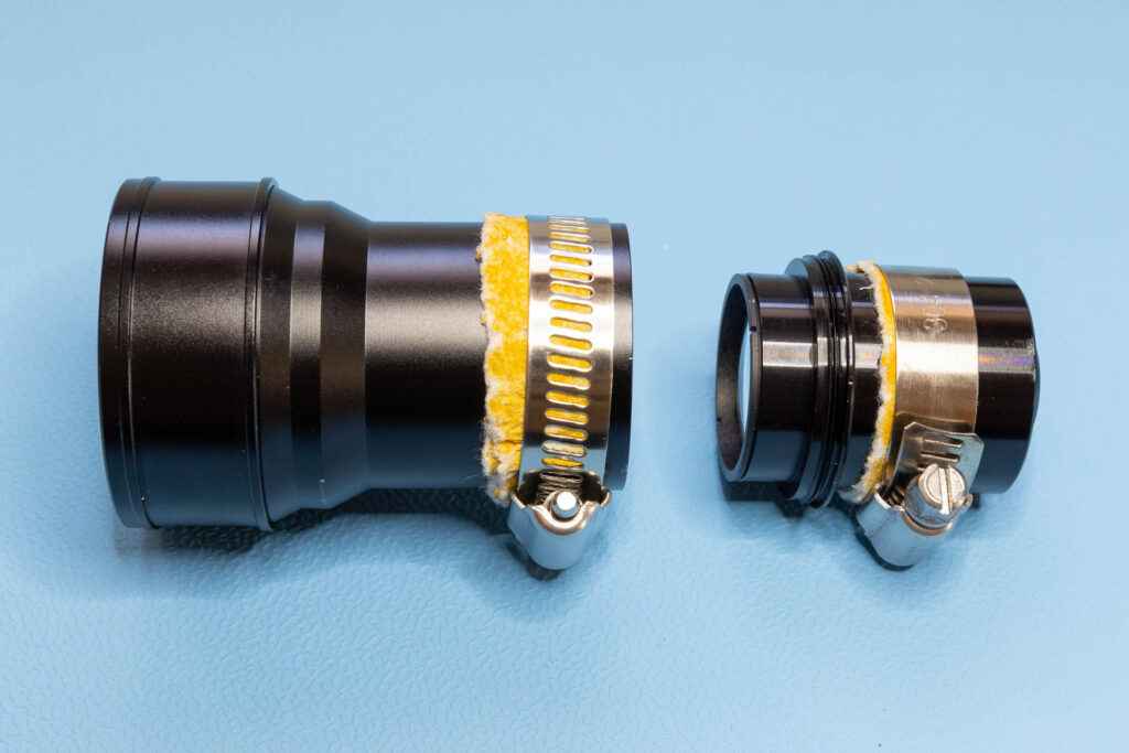 Elmo f1.2 25-50mm: Middle and rear section of lens barrel separated