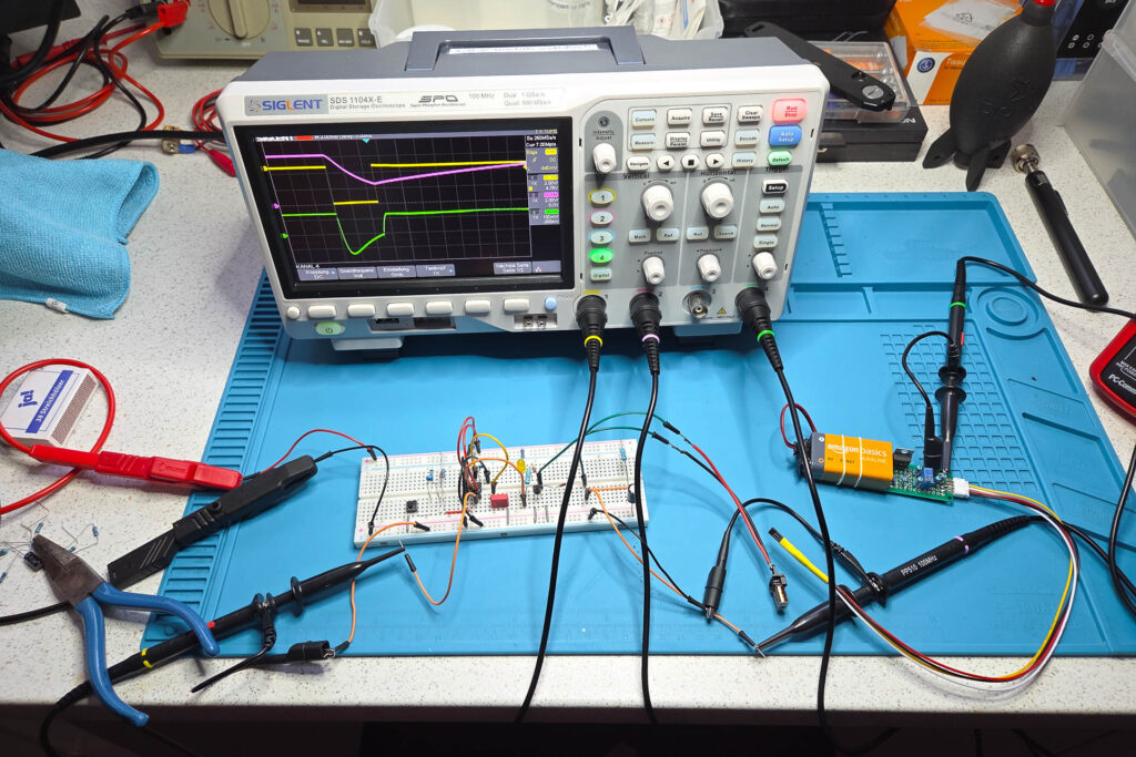 Canon A-1: Test setup to measure the magnetic field of release magnet MG2