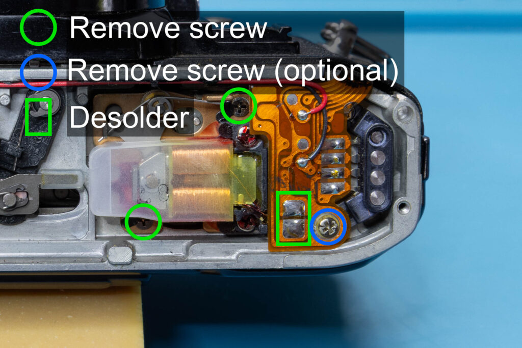 Canon A-1: Procedure to remove release magnet MG2
