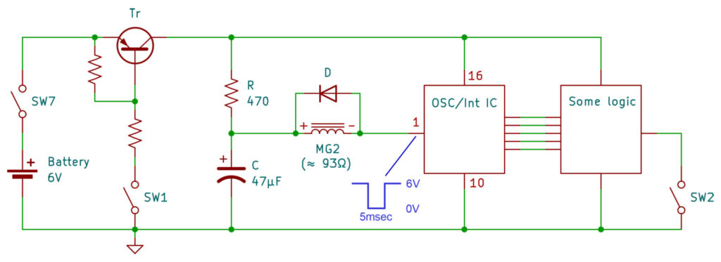 Canon A-1: Schematic of MG2 control circuit (simplified)