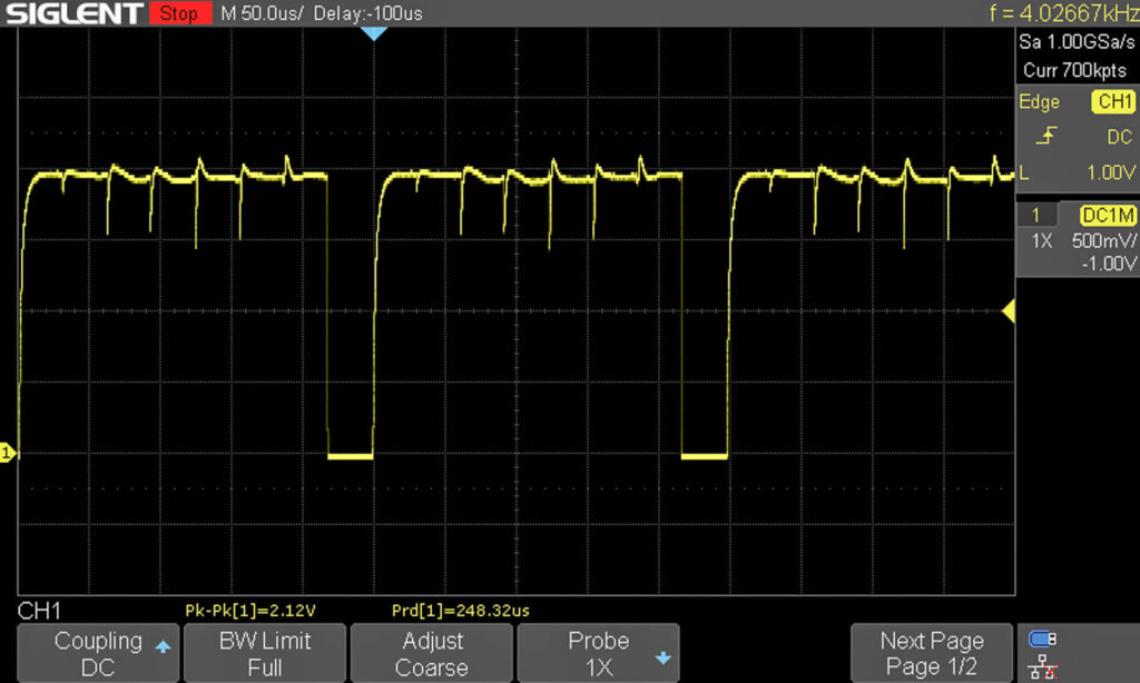 Canon A-1: Oscilloscope measurement of SYNC signal